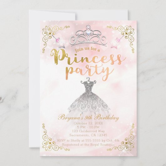 PRINSES PARTY Roze Sparkle Verjaardagsfeest ELKE L Kaart (Voorkant)