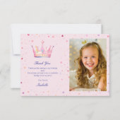 Prinses Pastel Roze Meisjes Verjaardagsfeestje Fot Bedankkaart (Voorkant)