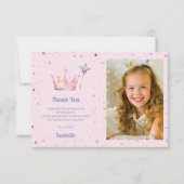 Prinses Pastel Roze Meisjes Verjaardagsfeestje Fot Bedankkaart (Voorkant)