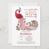 Prinses Pauw Blauwe Roze Paradeert Baby Shower Kaart (Voorkant)