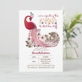 Prinses Pauw Blauwe Roze Paradeert Baby Shower Kaart (Staand voorkant)