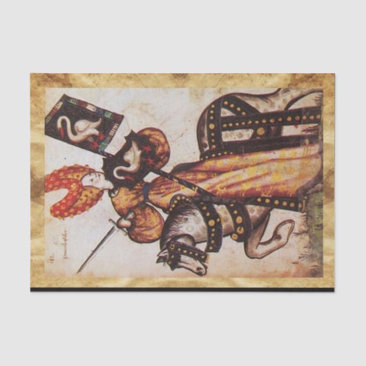 PRINSES PENTHESILEA ALS MIDDELEEUWSE RIDDER Herald Tissuepapier (Voorkant)