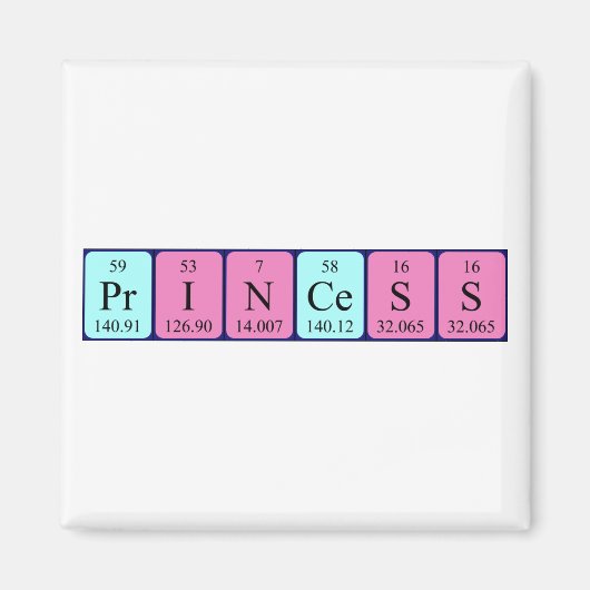 Prinses periodieke table name magnet (Voorkant)