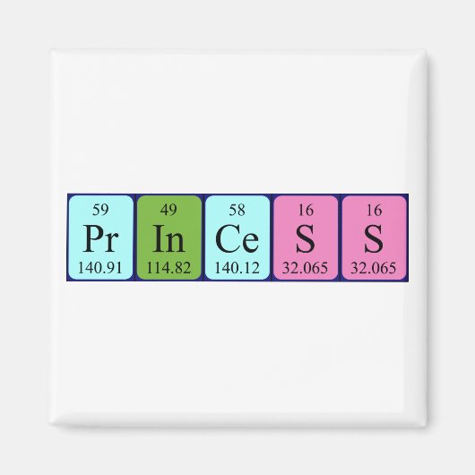 Prinses periodieke table name magnet (Voorkant)