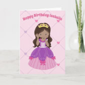  prinses Pink Aangepast hispanic Girl Birthday Kaart (Voorkant)