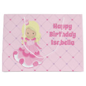  prinses Pink Blonde Custom Girls Birthday Groot Cadeauzakje (Voorkant)