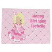  prinses Pink Blonde Custom Girls Birthday Groot Cadeauzakje (Achterkant)