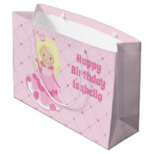  prinses Pink Blonde Custom Girls Birthday Groot Cadeauzakje (Achterkant Gekanteld)