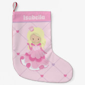 prinses Pink Blonde Girl Birthday Party Kleine Kerstsok (Voorkant)