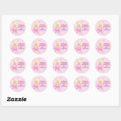  prinses Pink Blonde Girl Birthday Party Ronde Sticker (Vel)