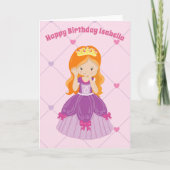 prinses Pink Custom Redhead Girl Birthday Kaart (Voorkant)