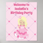  prinses Pink Girls Birthday Party Poster (Voorkant)