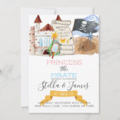 Prinses & Piraat Gezamenlijk Verjaardagsfeest Kaart (Voorkant)
