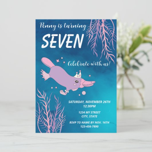 Prinses Platypus Verjaardagsuitnodiging Kaart (Staand voorkant)