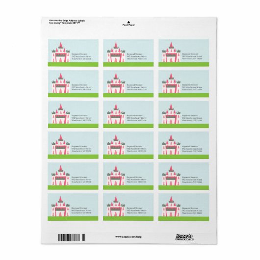 Prinses Postlabels Etiket (Full Sheet)