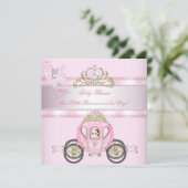 Prinses Pretty Baby Shower Schattig Meisje Koets Kaart (Staand voorkant)