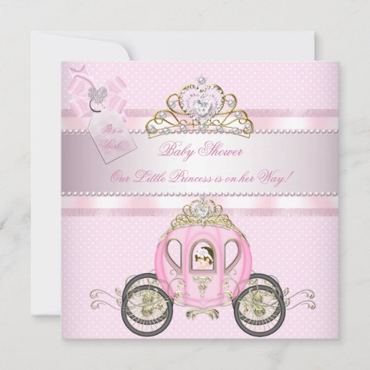 Prinses Pretty Baby Shower Schattig Meisje Koets Kaart (Voorkant)