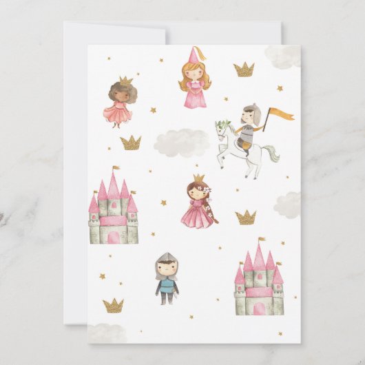 Prinses, Prins en Ridder Verjaardag Uitnodiging (Achterkant)