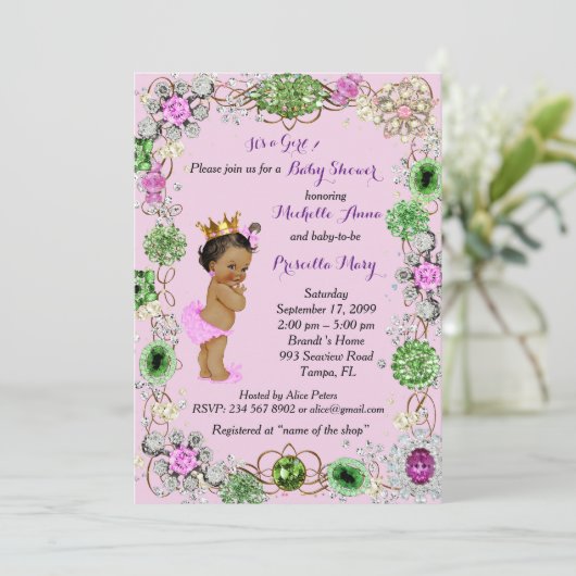 Prinses Prinses Baby shower Uitnodiging, Kleine Pr Kaart (Staand voorkant)