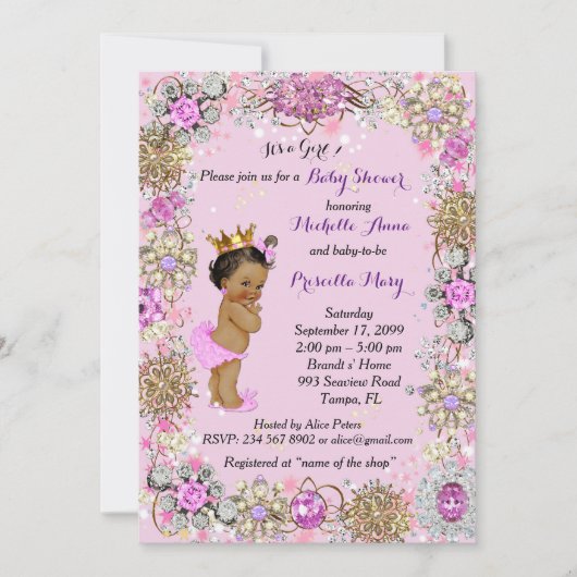 Prinses Prinses Baby shower Uitnodiging, Kleine Pr Kaart (Voorkant)