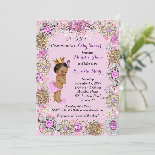 Prinses Prinses Baby shower Uitnodiging, Kleine Pr Kaart (Staand voorkant)