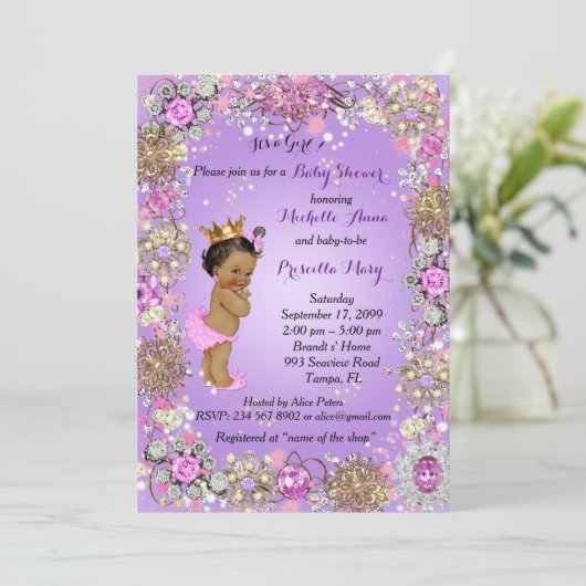 Prinses Prinses Baby shower Uitnodiging, Kleine Pr Kaart (Staand voorkant)