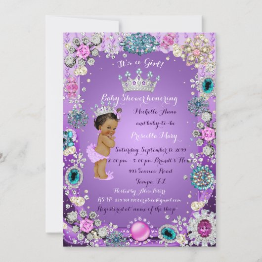 Prinses Prinses Baby shower Uitnodiging, Kleine Pr Kaart (Voorkant)