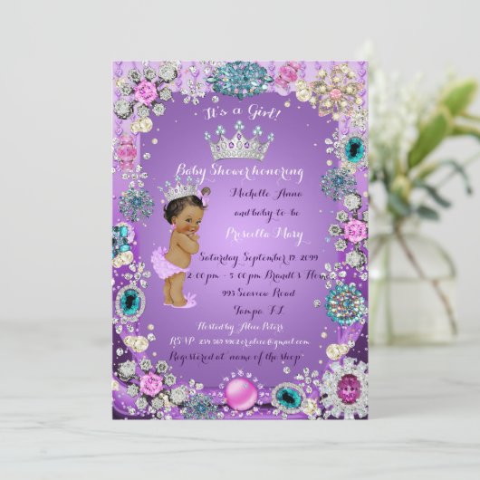 Prinses Prinses Baby shower Uitnodiging, Kleine Pr Kaart (Staand voorkant)