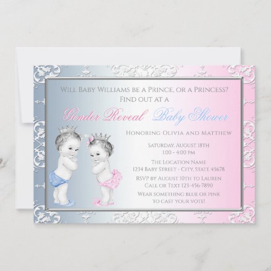  prinses prinses geslacht onthullen Baby shower Kaart (Voorkant)