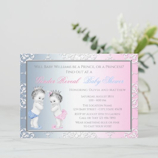  prinses prinses geslacht onthullen Baby shower Kaart (Staand voorkant)