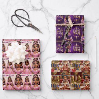 Prinses Purim inpakpapier vellen (stijl 2)