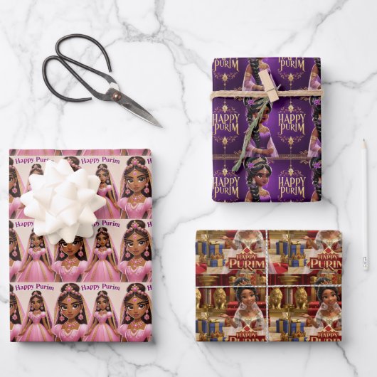 Prinses Purim inpakpapier vellen (stijl 2) (Voorkant)