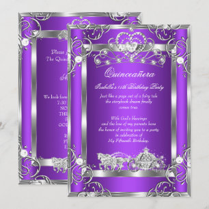Prinses Quinceanera 15de Verjaardagsfeest Paars Zi Kaart