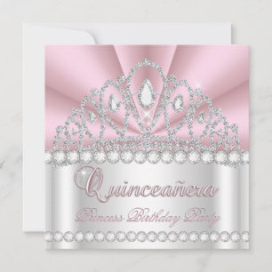 Prinses Quinceanera 15e Roze Witte Diamant Edelste Kaart