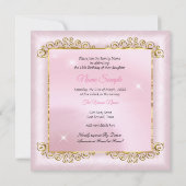 Prinses Quinceanera Blush Roze Gouden wagen Kaart (Achterkant)