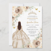Prinses Quinceañera Champagne Bloemen Rozen Jurk Kaart (Voorkant)