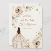 Prinses Quinceañera Champagne Bloemen Rozen Jurk Kaart (Achterkant)