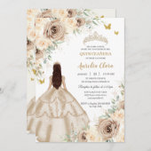 Prinses Quinceañera Champagne Bloemen Rozen Jurk Kaart (Voorkant / Achterkant)