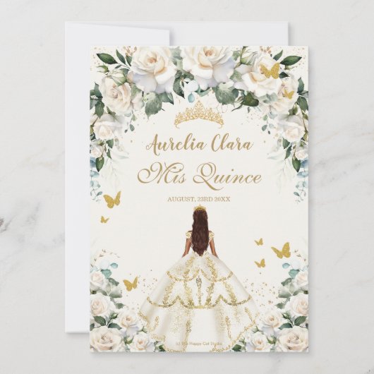Prinses Quinceañera Champagne Ivoor Rozen Foto Kaart (Achterkant)