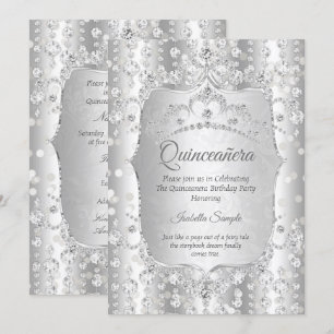Prinses Quinceanera diamant zilver witte tiara Kaart