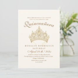 Prinses Quinceañera Elegante Gouden Kroon Beige Kaart