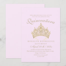 Prinses Quinceañera Elegante Gouden Kroon Roze Kaart