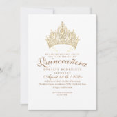 Prinses Quinceañera Elegante Wit Gouden Kroon Kaart (Voorkant)