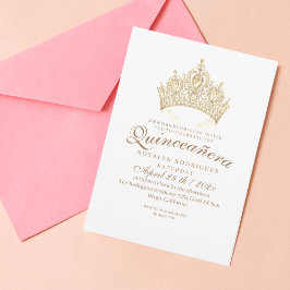 Prinses Quinceañera Elegante Wit Gouden Kroon Kaart