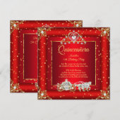 Prinses Quinceanera Elite Koninklijk Rood Goud Gli Kaart (Voorkant / Achterkant)