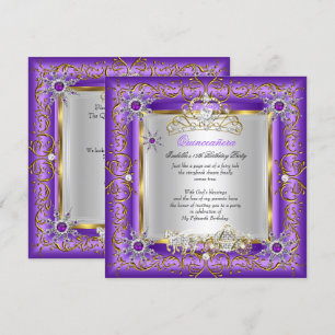 Prinses Quinceanera Elite Verjaardag Goud Paars Kaart