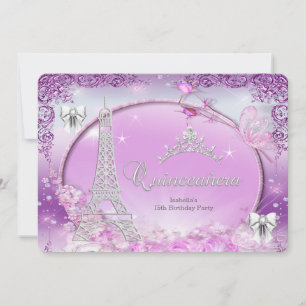 Prinses Quinceanera Magische Roze Zilver Kaart