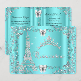 Prinses Quinceanera Magische Turkoois Blauwe Zilve Kaart