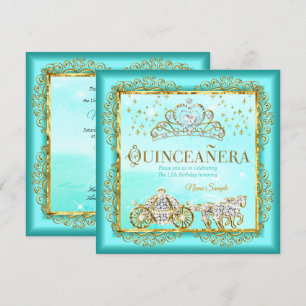 Prinses Quinceañera magische Turquoise Blauwe Goud Kaart
