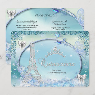 Prinses Quinceanera Magische Turquoise Zilver Kaart